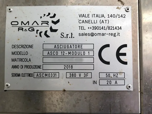 Used Dryer Tunnel Omar 2018 — used various machines